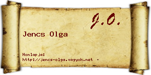 Jencs Olga névjegykártya
